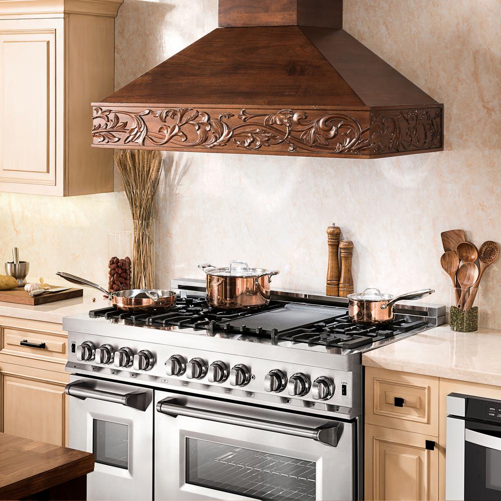 Wooden Wall Mount Range Hood in Walnut - Includes Motor  ZLINE 36 in.