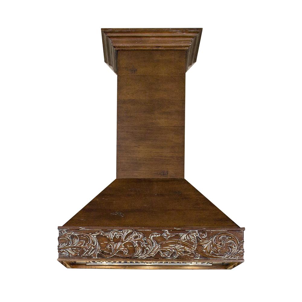 Wooden Wall Mount Range Hood in Walnut - Includes Motor  ZLINE 36 in.