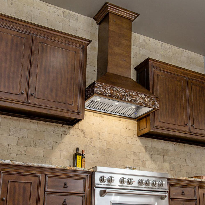 Wooden Wall Mount Range Hood in Walnut - Includes Motor  ZLINE 48 in.