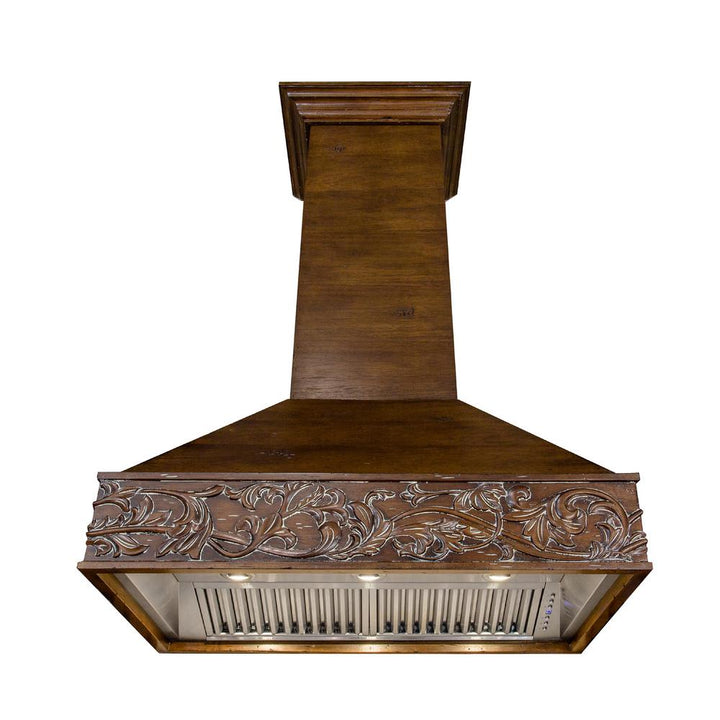 Wooden Wall Mount Range Hood in Walnut - Includes Motor  ZLINE 48 in.