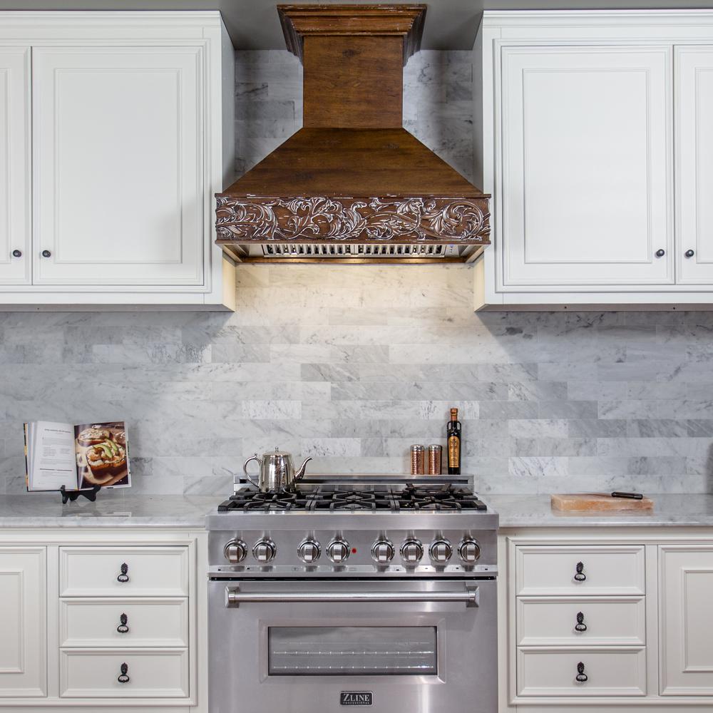 Wooden Wall Mount Range Hood in Walnut - Includes Motor  ZLINE 48 in.