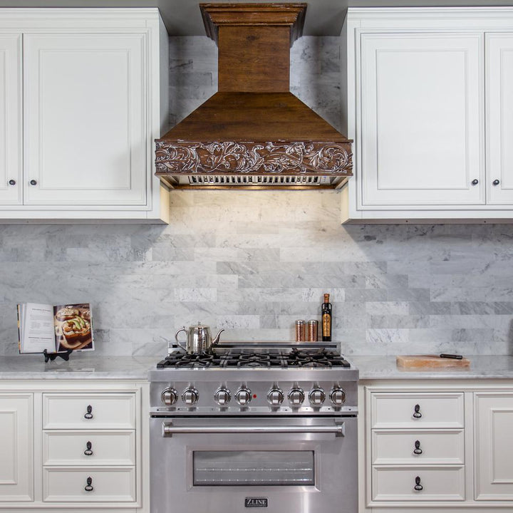 Wooden Wall Mount Range Hood in Walnut - Includes Motor  ZLINE 48 in.