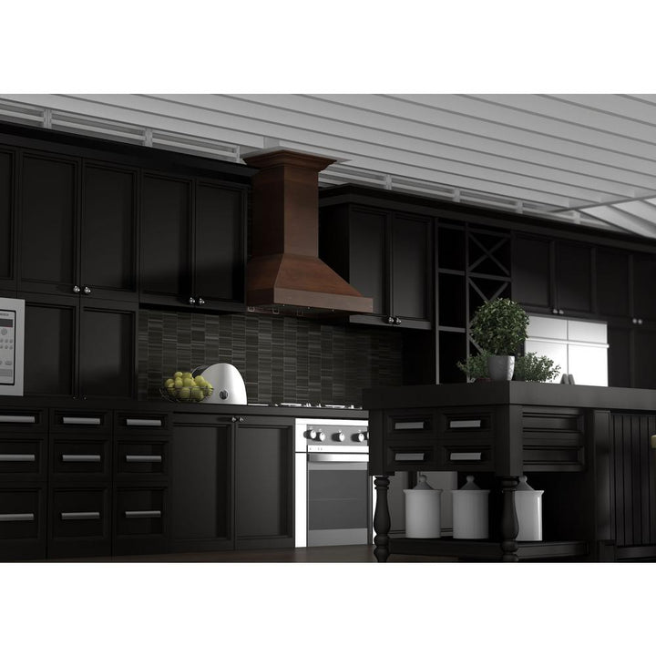 Wooden Wall Mount Range Hood in Walnut - Includes Motor  ZLINE 30 in.