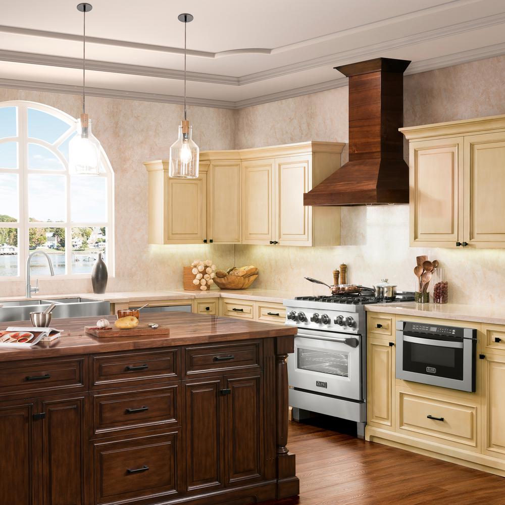 Wooden Wall Mount Range Hood in Walnut - Includes Motor  ZLINE 36 in.