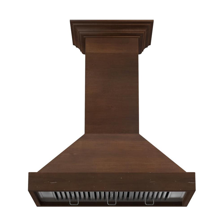Wooden Wall Mount Range Hood in Walnut - Includes Motor  ZLINE 36 in.
