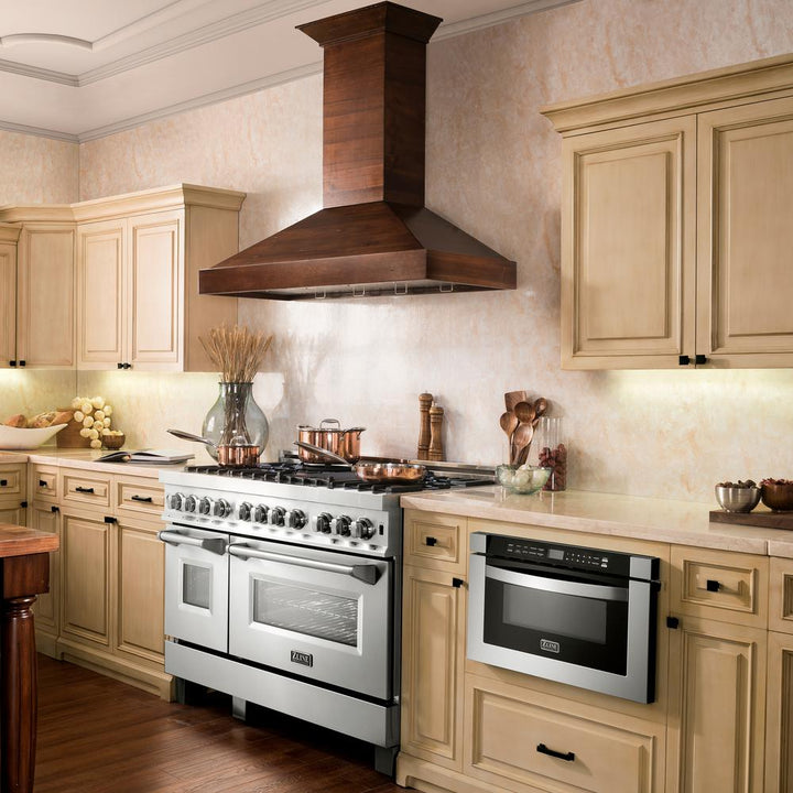 Wooden Wall Mount Range Hood in Walnut - Includes Motor  ZLINE 48 in.