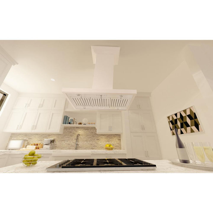 Wooden Island Mount Range Hood in Cottage White - Includes Motor  ZLINE 30 in.