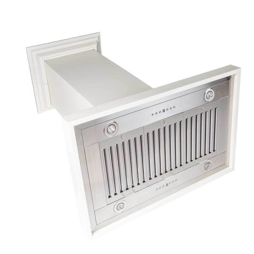 Wooden Island Mount Range Hood in Cottage White - Includes Motor  ZLINE 30 in.