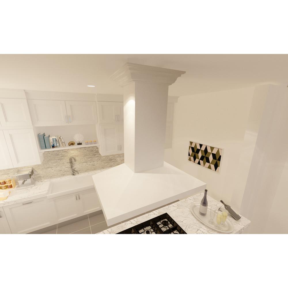 Wooden Island Mount Range Hood in Cottage White - Includes Motor  ZLINE 30 in.