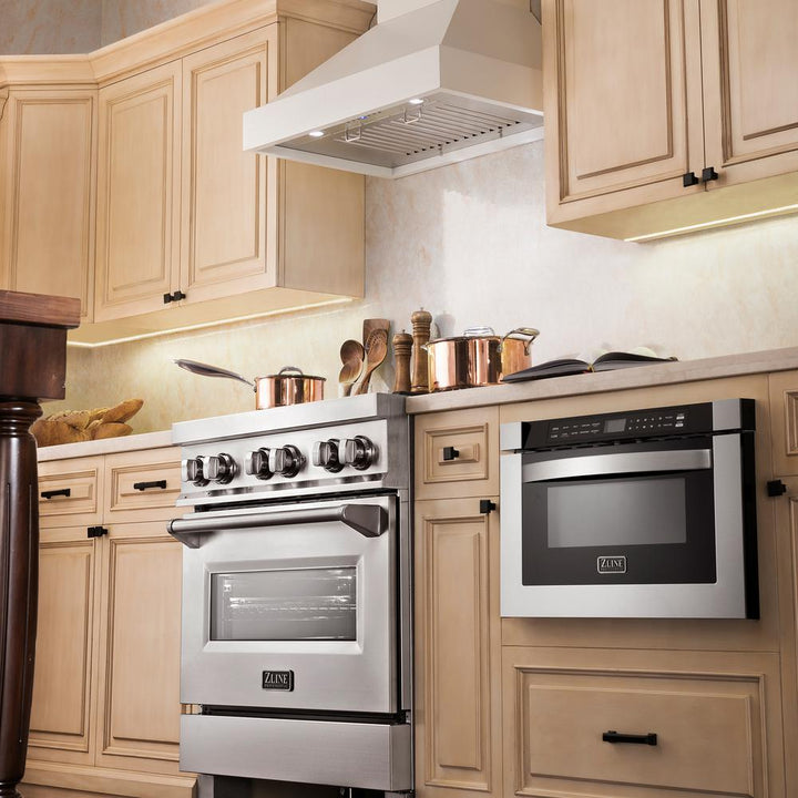 Wooden Wall Mount Range Hood in White - Includes Motor  ZLINE 36 in.
