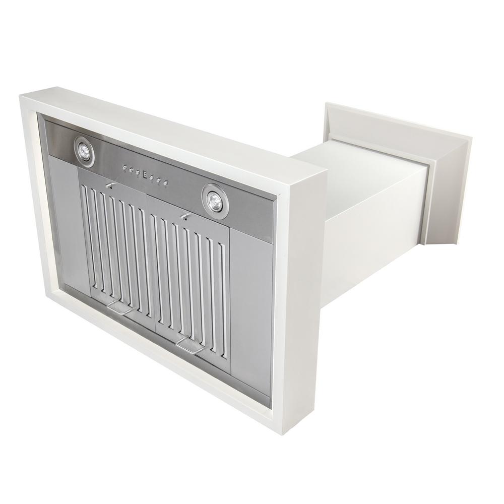 Wooden Wall Mount Range Hood in White - Includes Motor  ZLINE 36 in.
