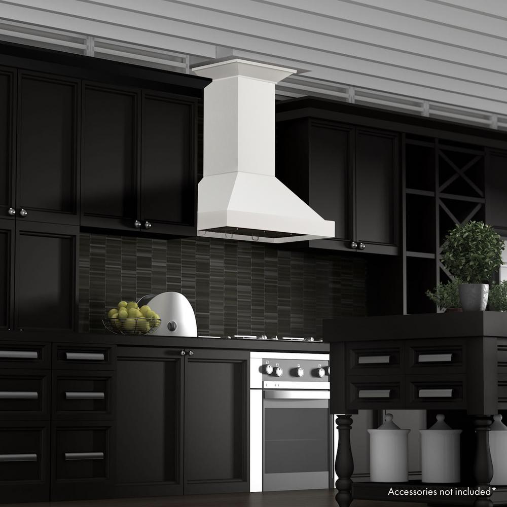 Wooden Wall Mount Range Hood in White - Includes Motor  ZLINE 36 in.