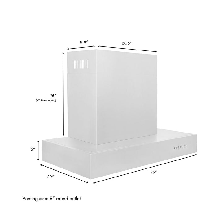 ZLINE 36 In. Ducted Professional Wall Mount Range Hood in Stainless Steel, KECOM-36