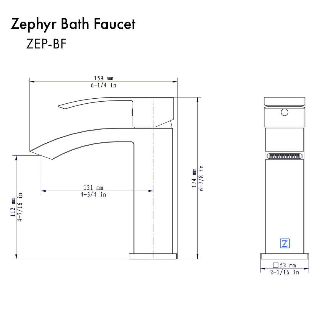 ZLINE Zephyr Bath Faucet in Chrome, ZEP-BF-CH