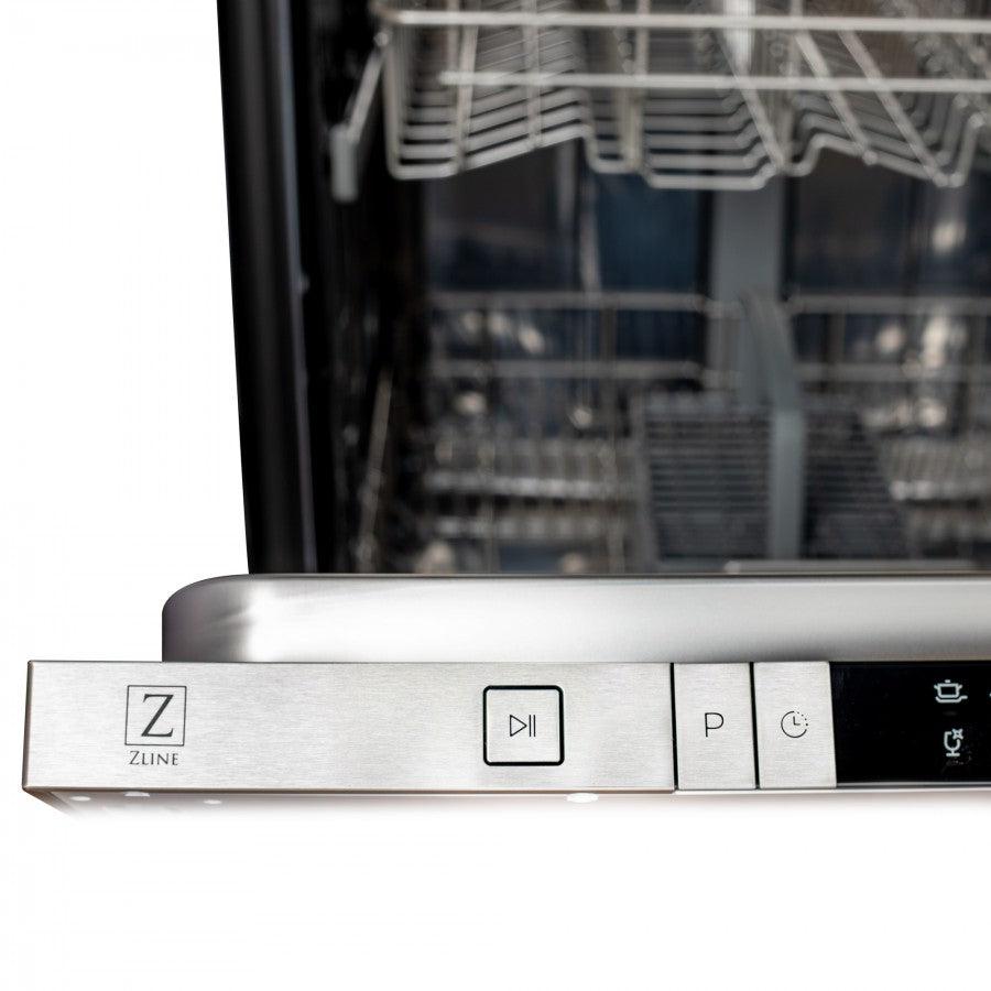 ZLINE 24 in. Top Control Built-In Dishwasher with Satin Stainless Steel Panel and Stainless Steel Tub with Traditional Style Handle, 52dBa (DW-SN-H-24)