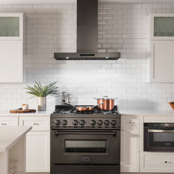 ZLINE 30 in. Convertible Vent Wall Mount Range Hood in Black Stainless Steel, Handle Open Box-Excellent Condition
