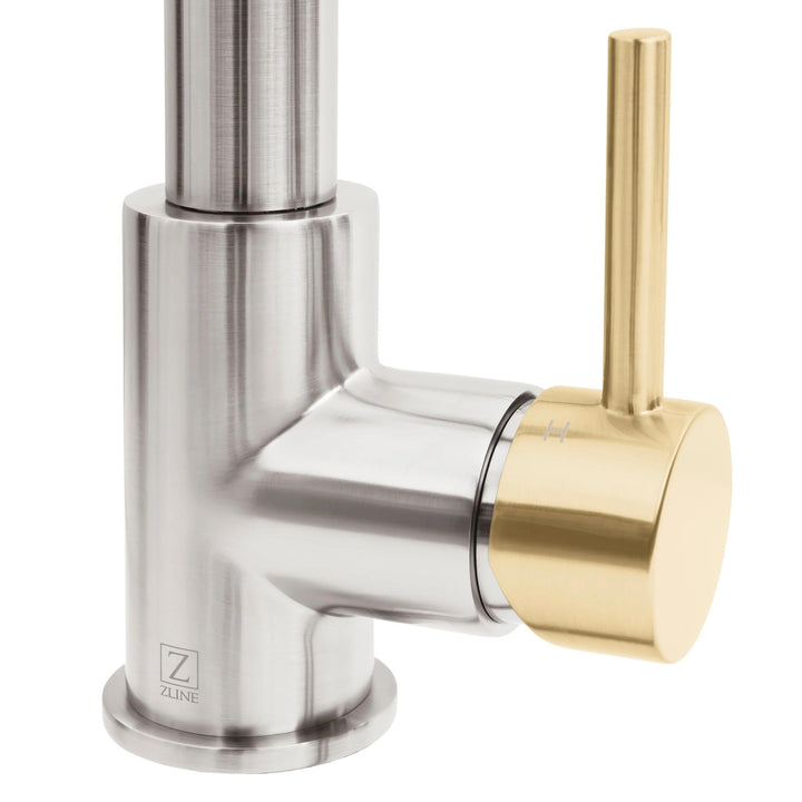 ZLINE Autograph Edition Apollo Pull-Down Spring Single Handle Kitchen Faucet in Brushed Nickel and Champagne Bronze