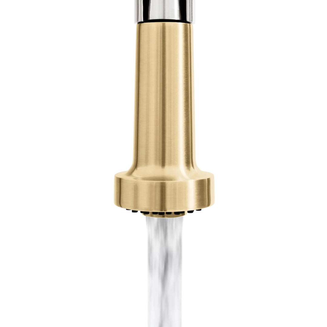 ZLINE Autograph Edition Apollo Pull-Down Spring Single Handle Kitchen Faucet in Brushed Nickel and Champagne Bronze