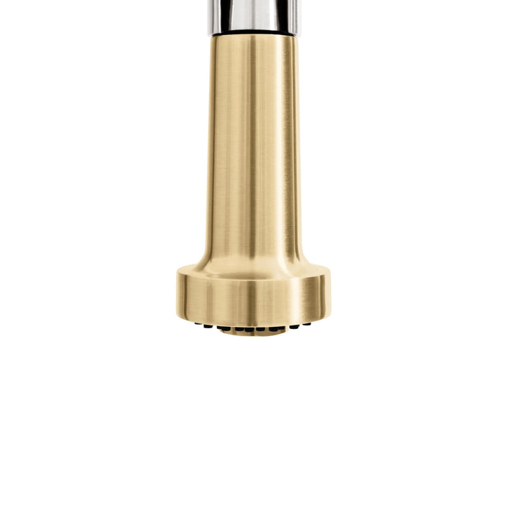 ZLINE Autograph Edition Apollo Pull-Down Spring Single Handle Kitchen Faucet in Brushed Nickel and Champagne Bronze