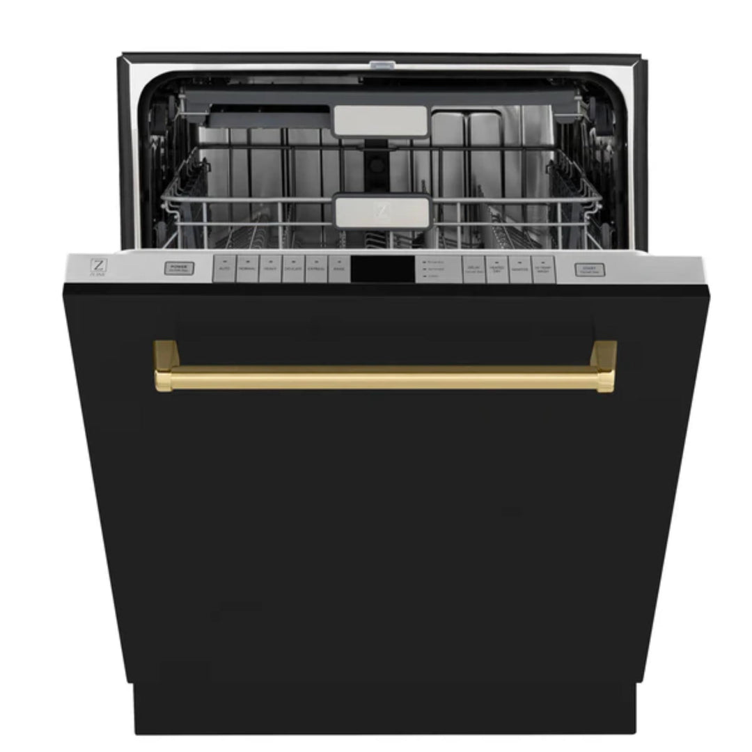 ZLINE Autograph Edition 24" Monument Series 3rd Rack Top Touch Control Tall Tub Black Matte Dishwasher.