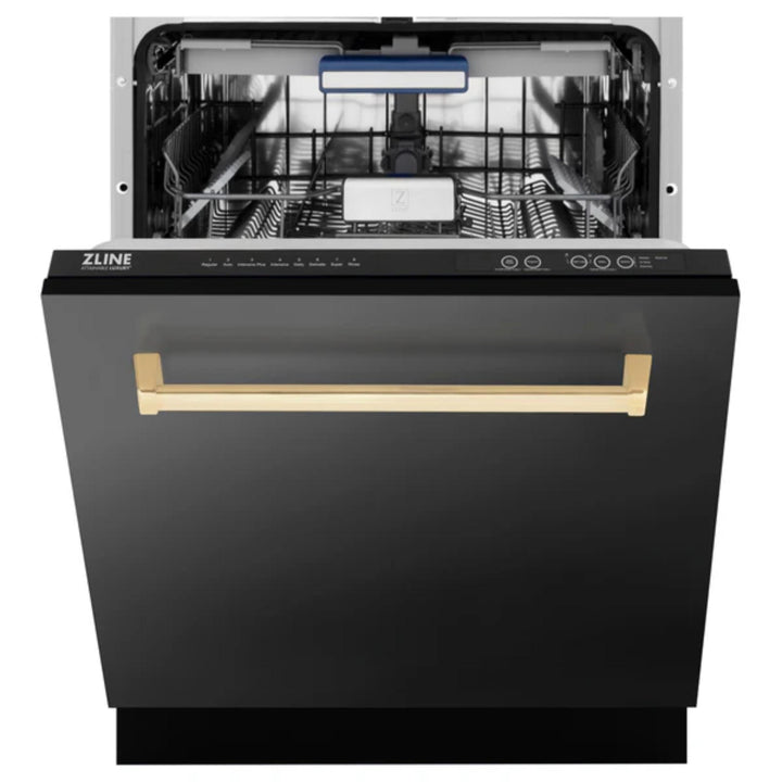 ZLINE Autograph Edition 24" Tallac Series 3rd Rack Black Stainless Steel Built-In Tall Tub Dishwasher