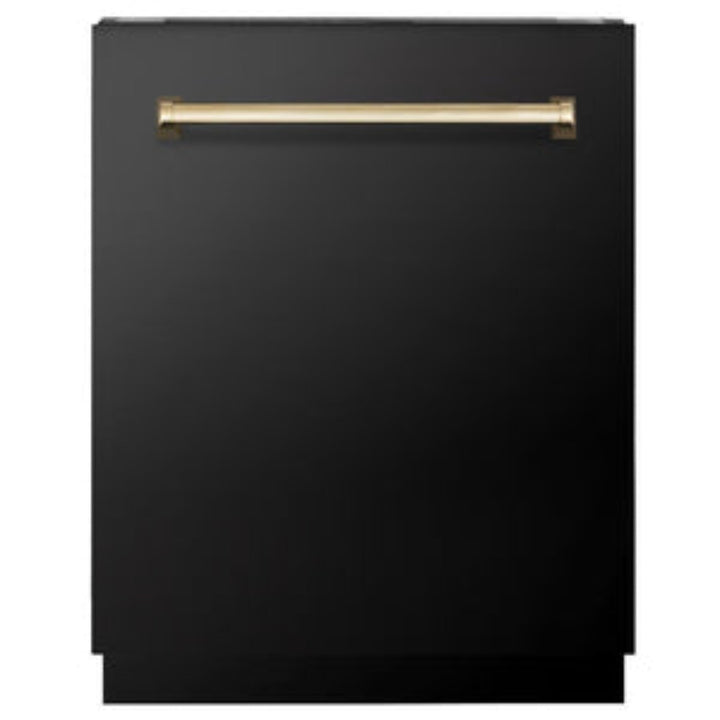 ZLINE 24" Autograph Edition  3rd Rack Top Control Tall Tub Dishwasher in Black Stainless Steel with Accent Handle