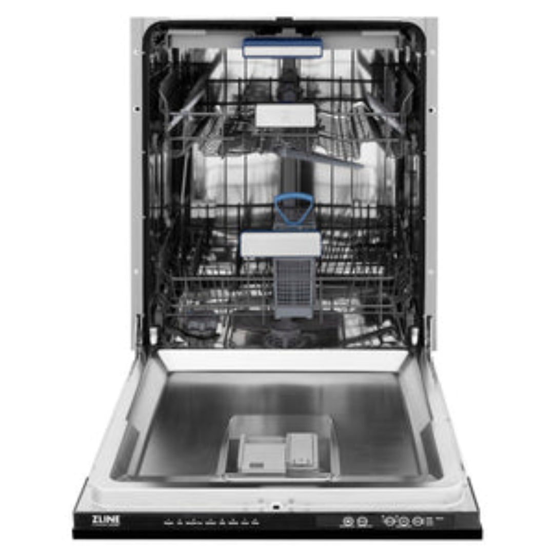 ZLINE 24" Autograph Edition  3rd Rack Top Control Tall Tub Dishwasher in Black Stainless Steel with Accent Handle