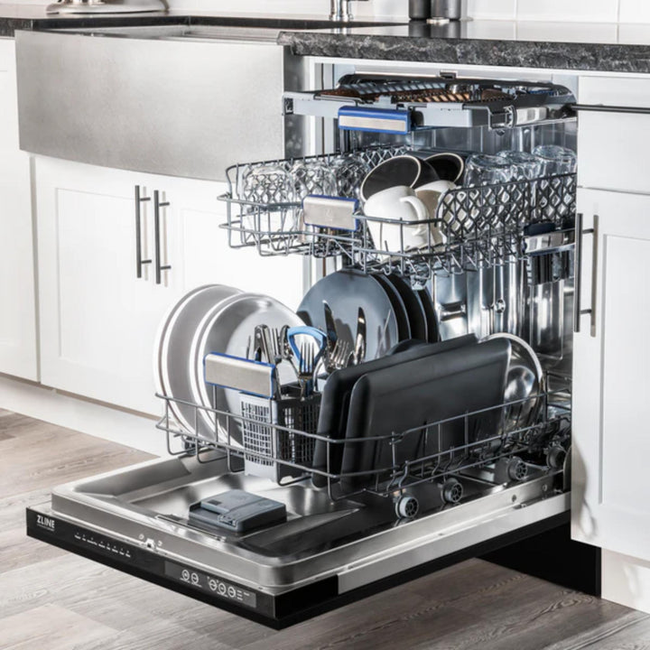 ZLINE Autograph Edition 24" Tallac Series 3rd Rack Top Touch Control Built-In Tall Tub Dishwasher in White Matte
