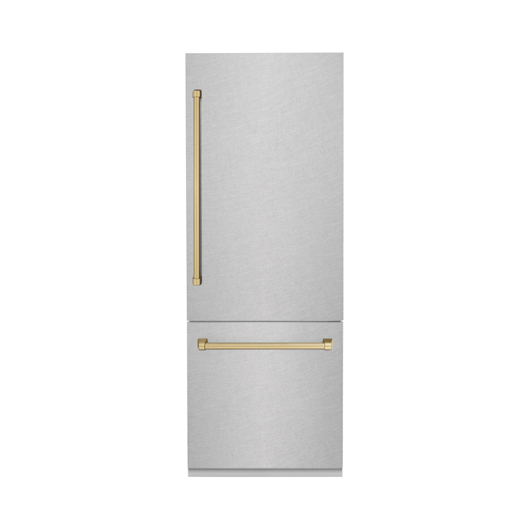 ZLINE 30" Autograph Built-In Refrigerator with Internal Water & Ice Dispenser with Bronze Accents