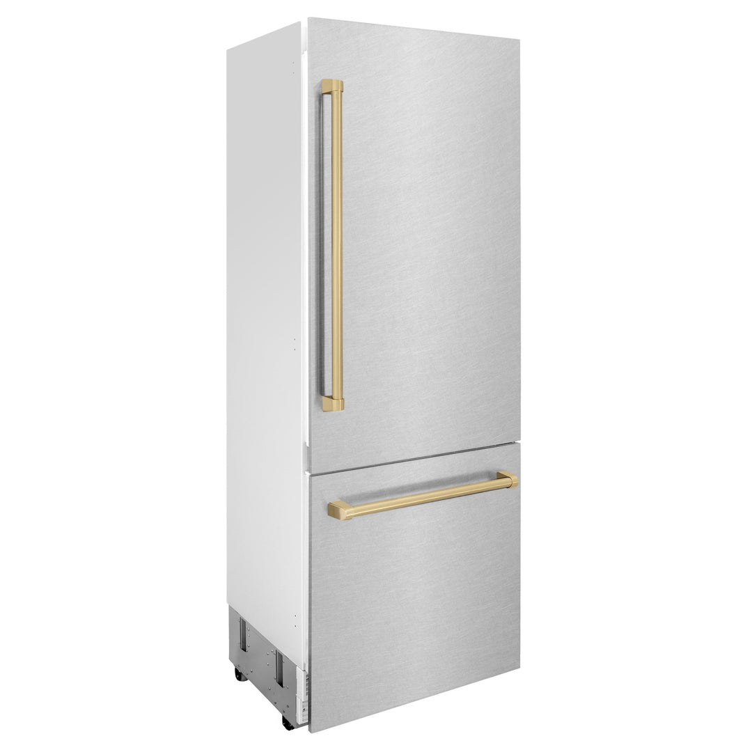 ZLINE 30" Autograph Built-In Refrigerator with Internal Water & Ice Dispenser with Bronze Accents