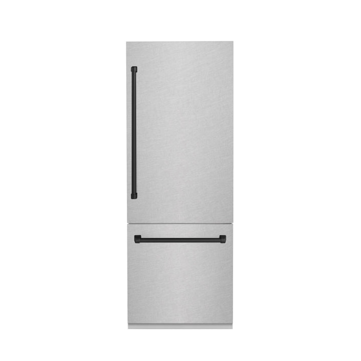 ZLINE 30" Autograph Refrigerator with Internal Water and Ice Dispenser, Fingerprint Resistant Stainless Steel with Matte Black Accents