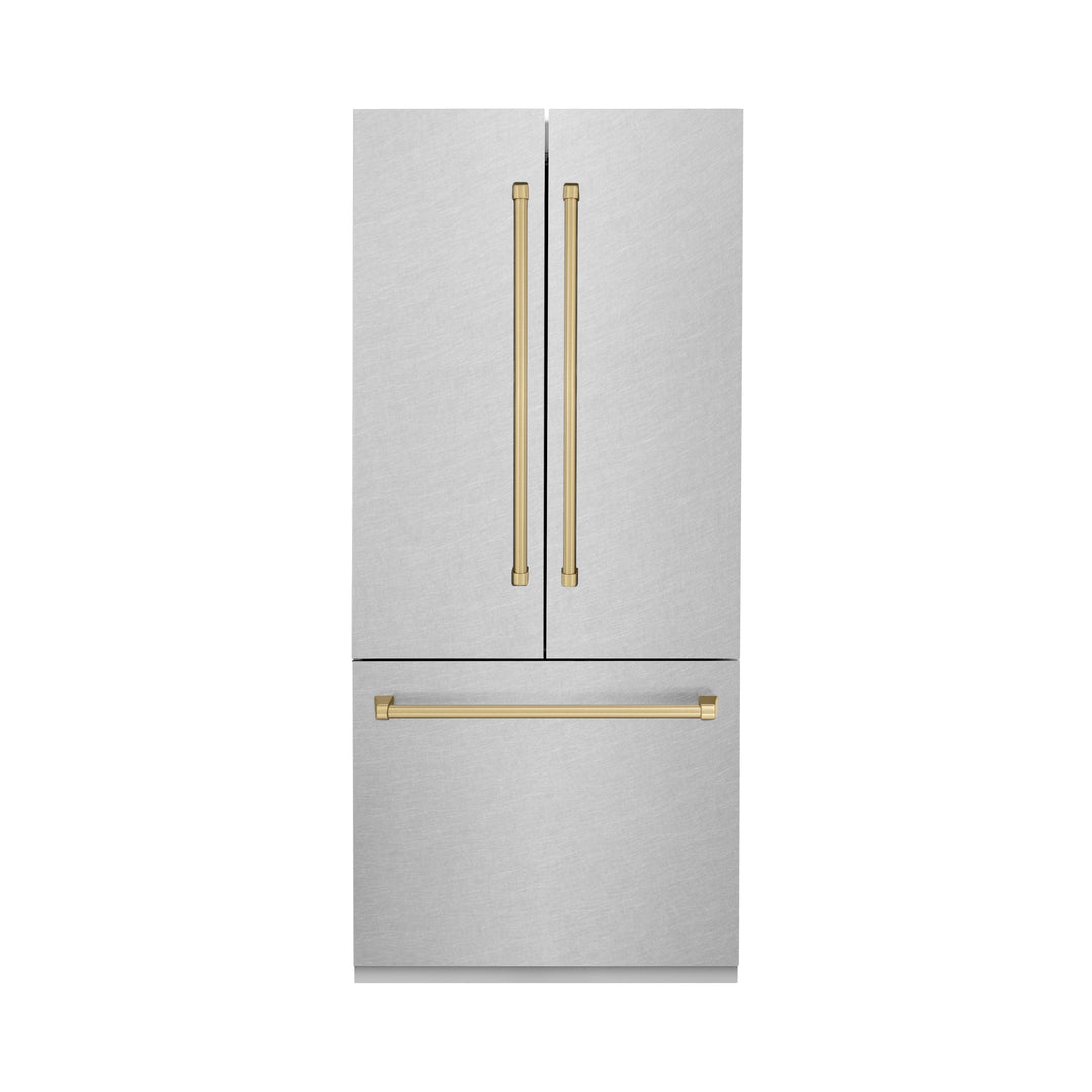 ZLINE 36" Autograph 19.6 cu. ft. Refrigerator with Internal Water and Ice Dispenser, Bronze Accents