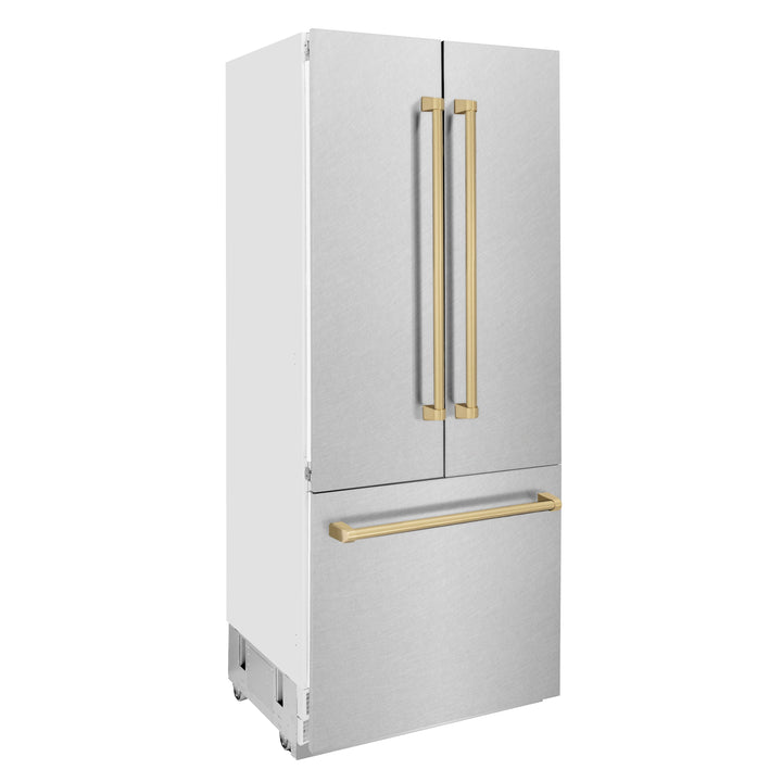 ZLINE 36" Autograph 19.6 cu. ft. Refrigerator with Internal Water and Ice Dispenser, Bronze Accents