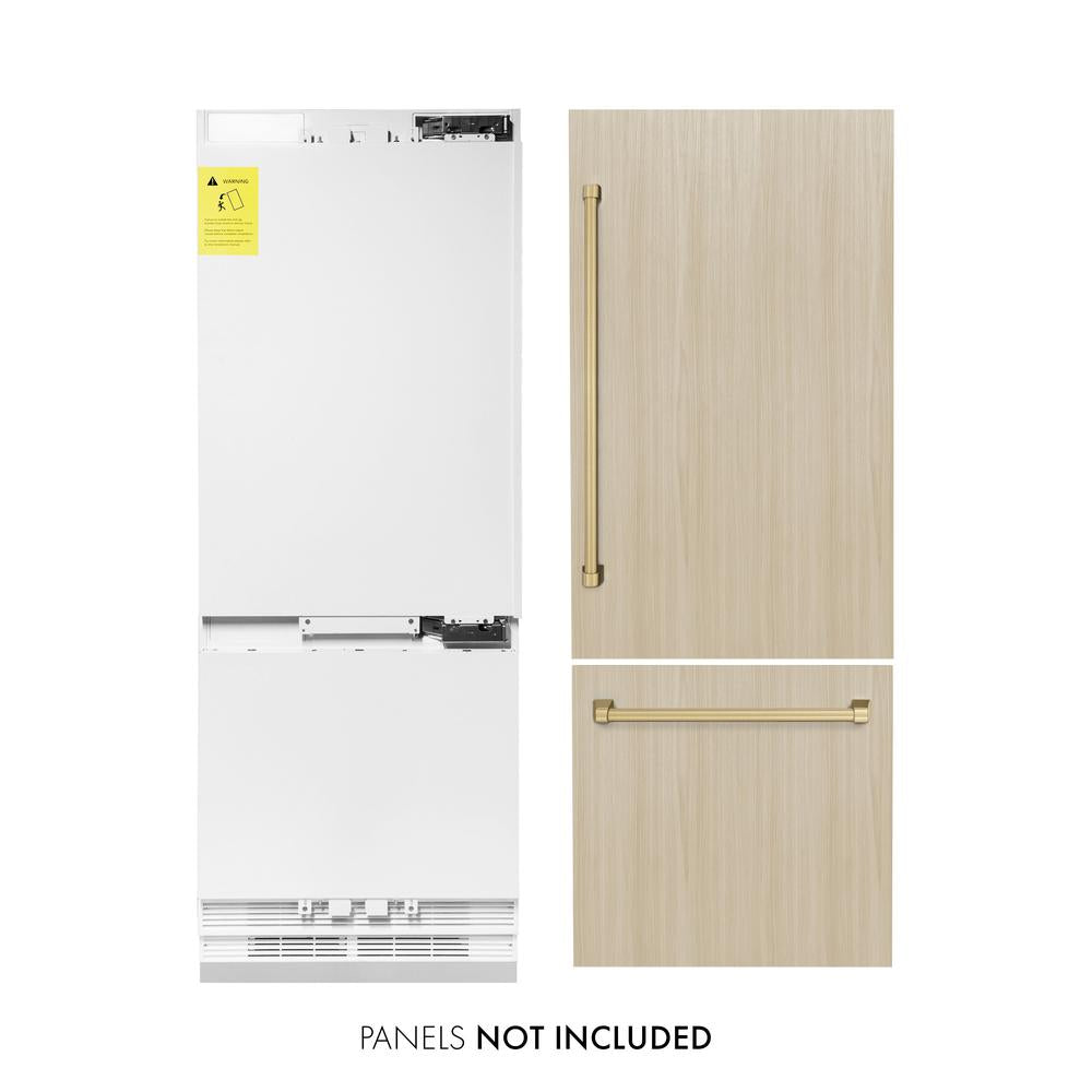 ZLINE 30 in. 16.1 cu. ft. Panel Ready Built-In Bottom Freezer Refrigerator with Water Dispenser and Ice Maker