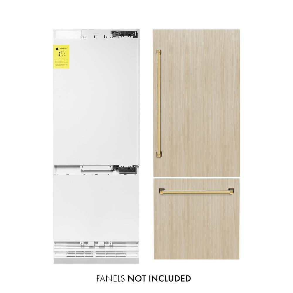 ZLINE 30 in. 16.1 cu. ft. Panel Ready Built-In Bottom Freezer Refrigerator with Water Dispenser and Ice Maker