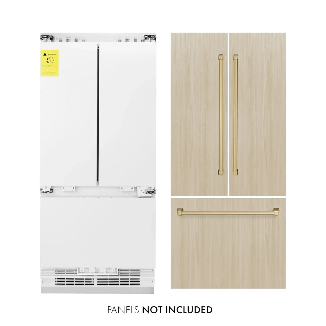 ZLINE 36 in. 19.6 cu. ft. French Door Built-In Bottom Freezer Refrigerator with Water Dispenser and Ice Maker in Stainless Steel