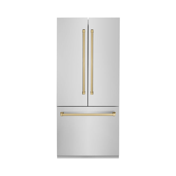 ZLINE Autograph 36 In. 19.6 cu. ft. Built-In Refrigerator with Water and Ice Dispenser with Bronze Accents, RBIVZ-304-36-CB