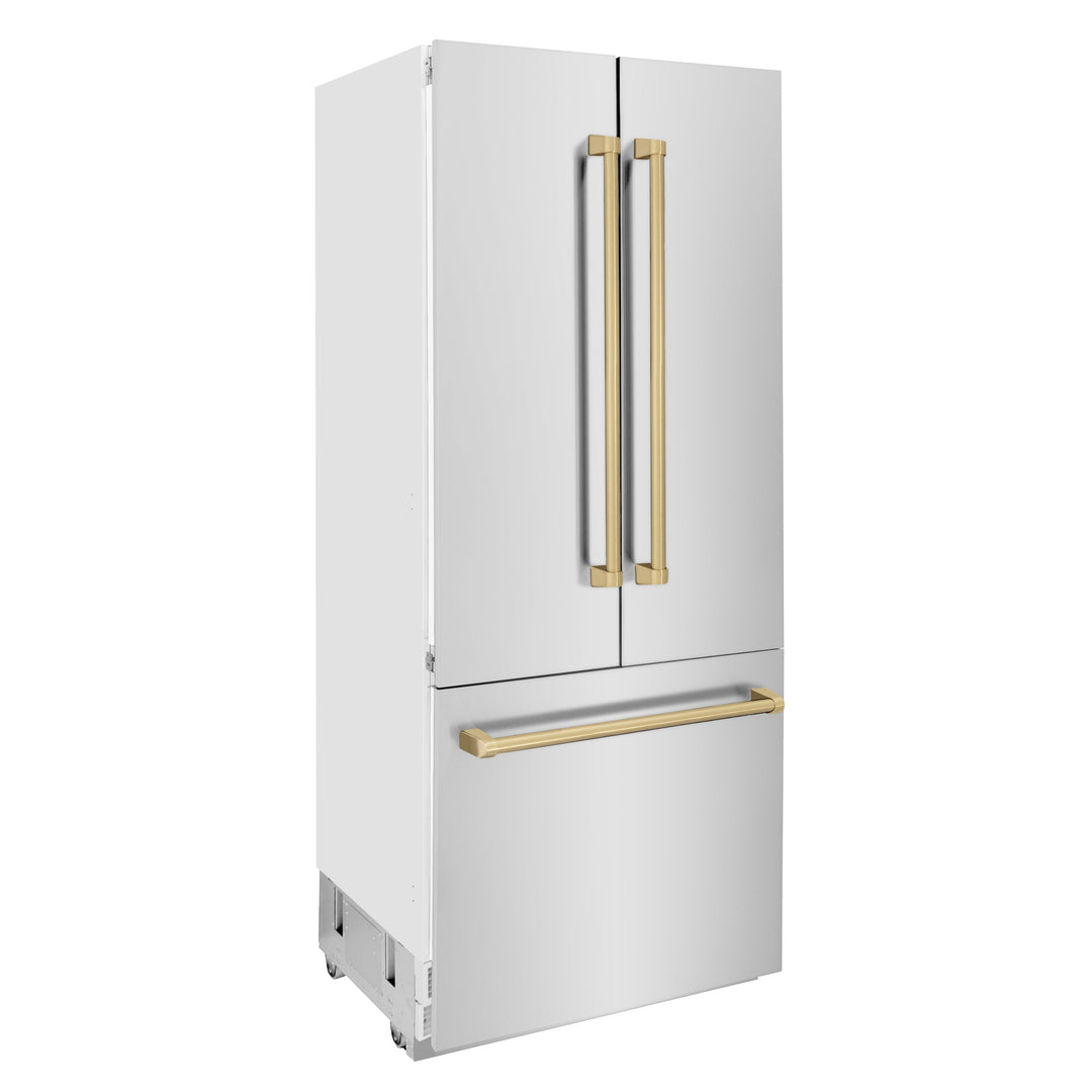 ZLINE Autograph 36 In. 19.6 cu. ft. Built-In Refrigerator with Water and Ice Dispenser with Bronze Accents, RBIVZ-304-36-CB