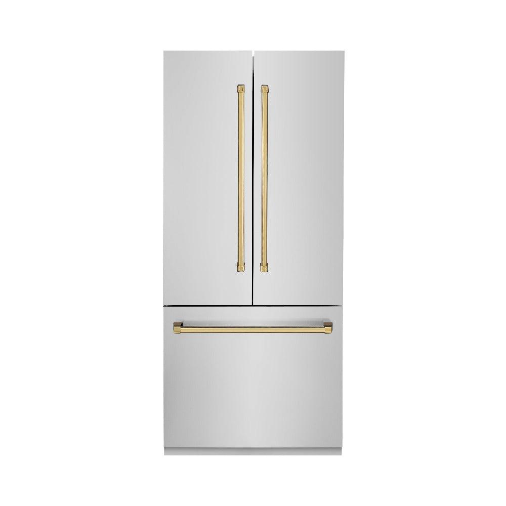 ZLINE 36 in. 19.6 cu. ft. French Door Built-In Bottom Freezer Refrigerator with Water Dispenser and Ice Maker in Stainless Steel