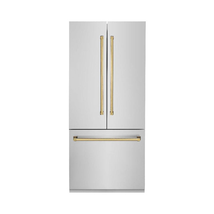 ZLINE 36 in. 19.6 cu. ft. French Door Built-In Bottom Freezer Refrigerator with Water Dispenser and Ice Maker in Stainless Steel