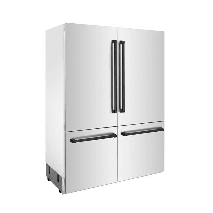 ZLINE Autograph Edition 60 in. 32.2 cu. ft. French Door Built-In Bottom Freezer Refrigerator with Water Dispenser and Ice Maker in Stainless Steel with Matte Black Accents (RBIVZ-304-60-MB)