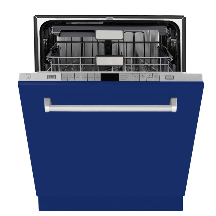 ZLINE 24 In. Monument Series 3rd Rack Top Touch Control Dishwasher in Blue Gloss, 45dBa, DWMT-BG-24