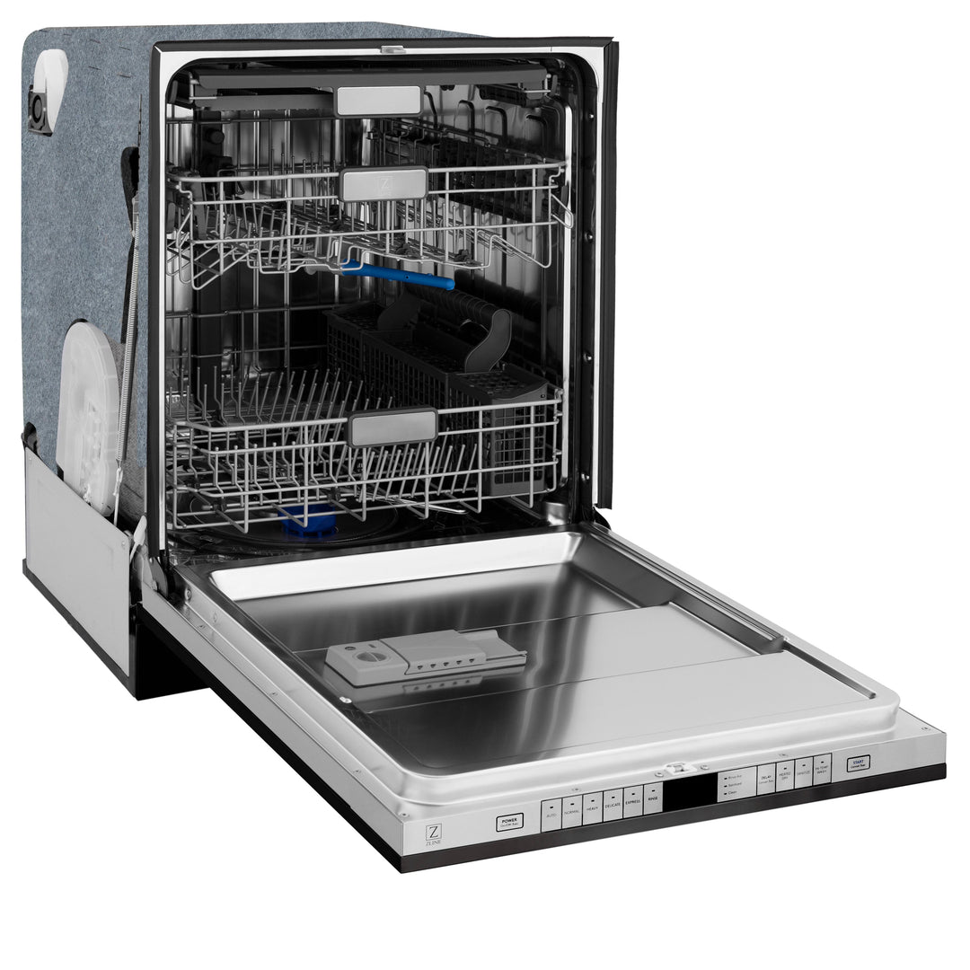 ZLINE 24 In. Monument Series 3rd Rack Top Touch Control Dishwasher in Black Matte, 45dBa, DWMT-BLM-24