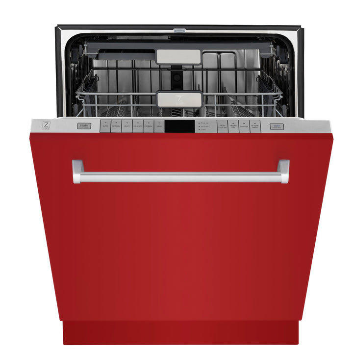 ZLINE 24 In. Monument Series 3rd Rack Top Touch Control Dishwasher in Red Gloss, 45dBa, DWMT-RG-24