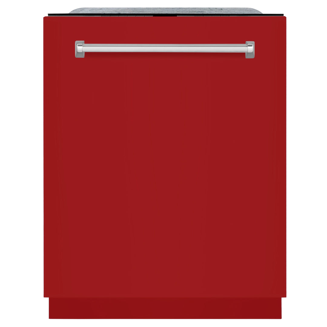 ZLINE 24 In. Monument Series 3rd Rack Top Touch Control Dishwasher in Red Gloss, 45dBa, DWMT-RG-24