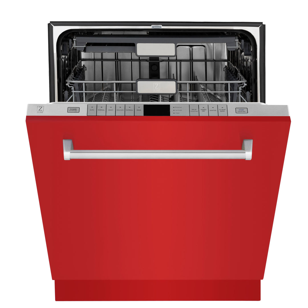 ZLINE 24 In. Monument Series 3rd Rack Top Touch Control Dishwasher in Red Matte, 45dBa, DWMT-RM-24