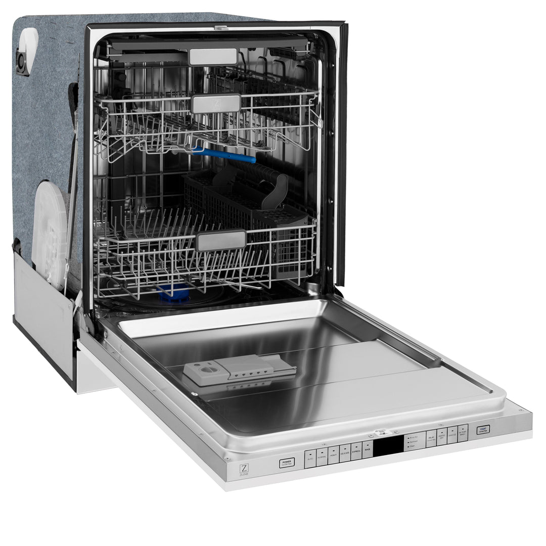 ZLINE 24 In. Monument Series 3rd Rack Top Touch Control Dishwasher in White Matte, 45dBa, DWMT-WM-24