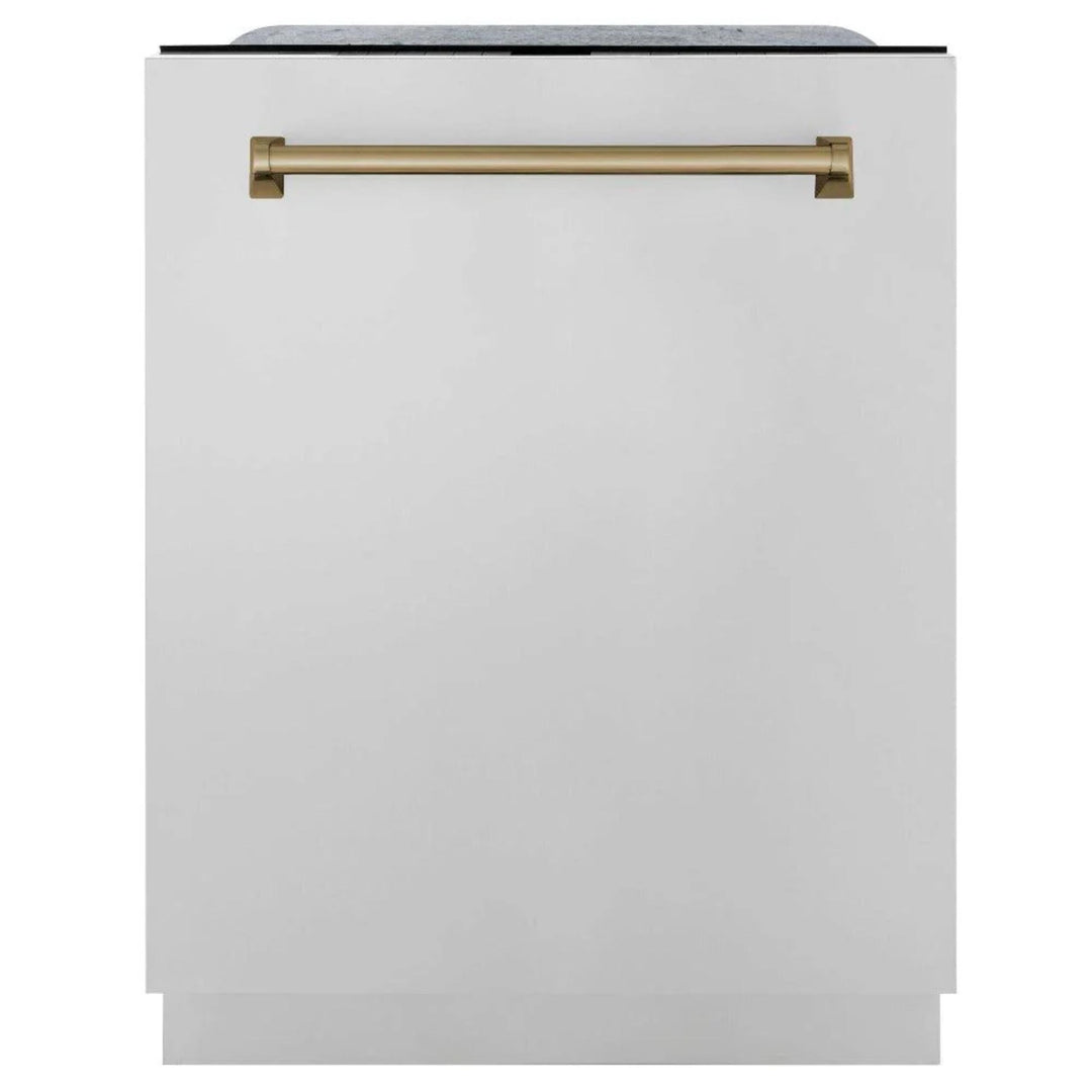 ZLINE Autograph Edition 30", 36", &amp; 48" Stainless Steel 4-Piece Kitchen Package with Champagne Bronze Accents.