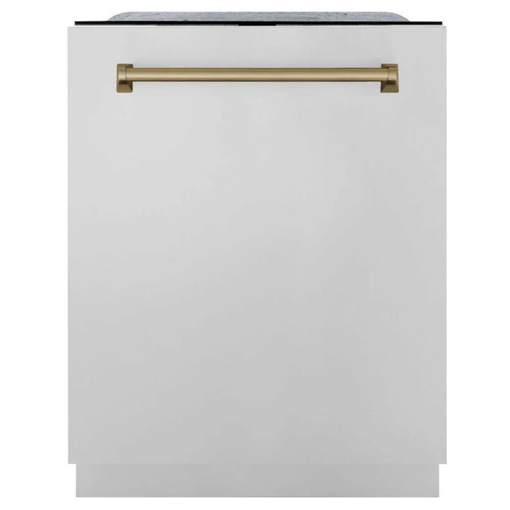 ZLINE Autograph Edition 30", 36", &amp; 48" Stainless Steel 4-Piece Kitchen Package with Champagne Bronze Accents.