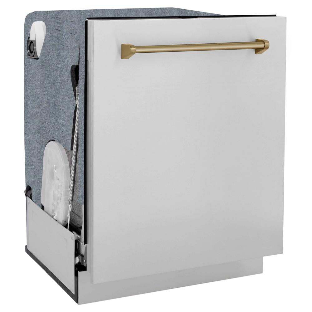 ZLINE Autograph Edition 30 in. Kitchen Package with Stainless Steel Dual Fuel Range and Range Hood with Champagne Bronze Accents (3AKP-RARHDWM30-CB)